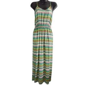 Dina Be maxi dress green zigzag pattern size M